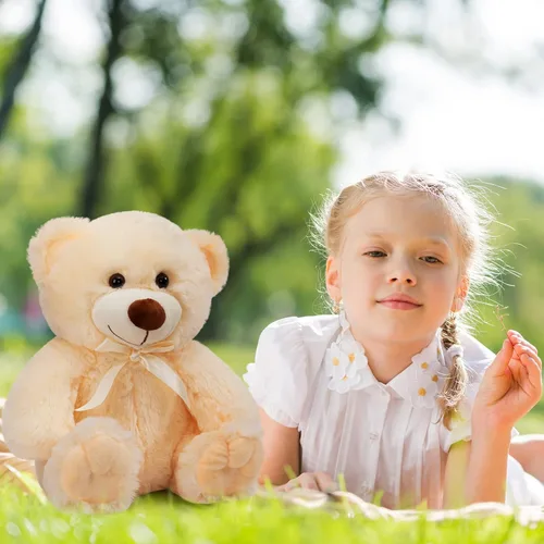 Miniatura 3 de Oso de peluche súper color, juguete de peluche para niños, novia, familia, felicitaciones, baby shower, cumpleaños, beige, 14 pulgadas