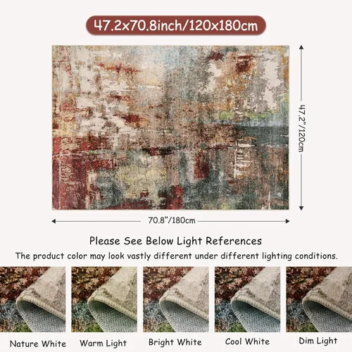 Miniatura 2 de Lahome Alfombra de Área Abstracta Moderna - Alfombras Lavables de 4x6 pies para Sala de Estar, Dormitorio, Comedor, Alfombra de Piso