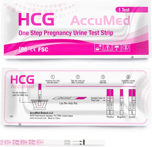 Miniatura 5 de Kit de tiras de prueba de embarazo (HCG) AccuMed, resultados claros y precisos, 99% de precisión, 50 unidades (paquete de 2)