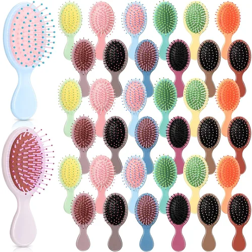 Paquete de 36 mini cepillos desenredantes para desenredar chorros para niños pequeños, cerdas suaves, cepillo de viaje para mujeres y niñas