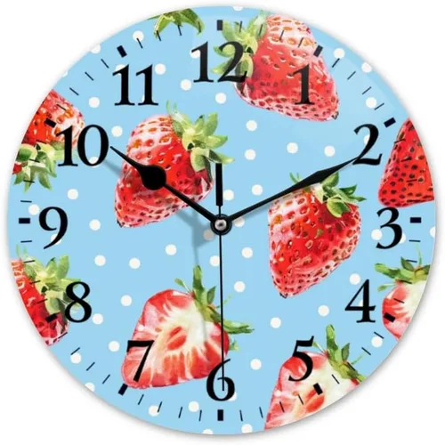 Miniatura 13 de Reloj de pared, funciona con pilas, redondo, silencioso, sin tictac, girasol contra fondo azul, reloj decorativo para cocina, baño, sala de estar