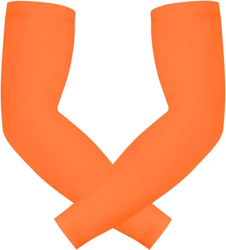 HDE Mangas de compresión de brazo para niños, manga de tiro de baloncesto, deportes juveniles, protección solar, fútbol, béisbol, 1 par Naranja