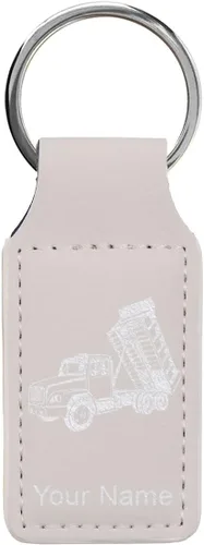 Miniatura 36 de LaserGram Llavero rectangular, camión volquete, grabado personalizado incluido