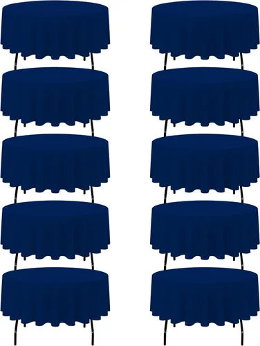 Miniatura 112 de BRILLMAX Paquete de 4 manteles redondos color azul rey de 132 pulgadas, tela de lino de poliéster lavable a granel, para bodas, recepciones, Azul