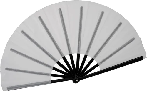 Miniatura 31 de QIRMIZI Abanico grande plegable para rave – Abanicos de tela de nailon, abanicos retro vintage para kung fu, tai chi, danza, festivales de música