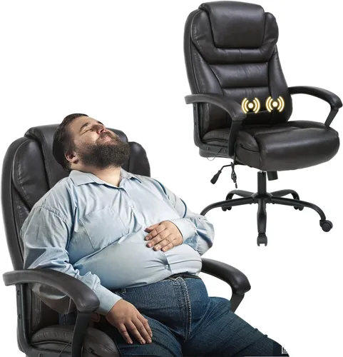 Silla de oficina grande y alta para personas pesadas, 500 libras, silla de computadora de piel sintética, silla de escritorio de masaje, silla