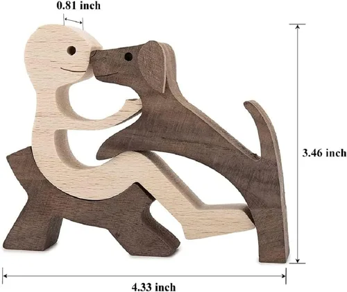 Miniatura 3 de Regalo único tallada a mano estatua de hombre y perro, estatua de madera humana de perro, escultura de madera para decoración de oficina en casa