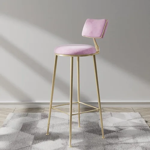 Miniatura 12 de Taburetes de bar de terciopelo modernos con respaldo y patas de metal dorado, cómodas sillas de bar altas tapizadas para cocina, isla de desayuno