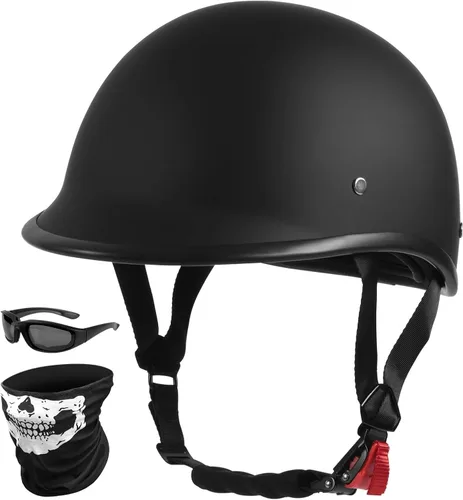 Miniatura 7 de CUTEY Casco de motocicleta, casco vintage, gorra polo abierta de media cáscara, unisex, certificado DOT
