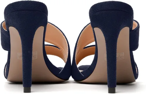 Miniatura 4 de MODENCOCO Sandalias de tacón alto con punta cuadrada y puntera cuadrada para mujer, de gamuza, de 3.5 pulgadas