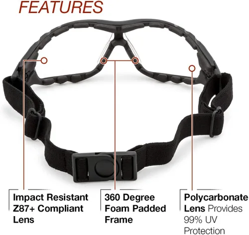 Miniatura 2 de Lincoln Electric Gafas de seguridad acolchadas Forro de espuma de 360 grados Diadema elástica ajustable K3119-1