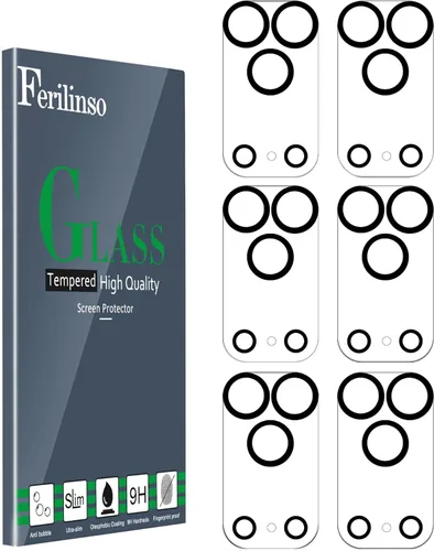 Ferilinso Paquete de 6 Protectores de Lente de Cámara para Accesorios de iPhone 17 Pro, Compatible con Fundas de Teléfono, Cubierta de Vidrio
