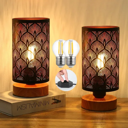 Miniatura 11 de Lámpara de mesa rústica negra para dormitorio, pequeña, de granja, regulable, lámparas de mesita para mesa de noche, lámpara de pie industrial