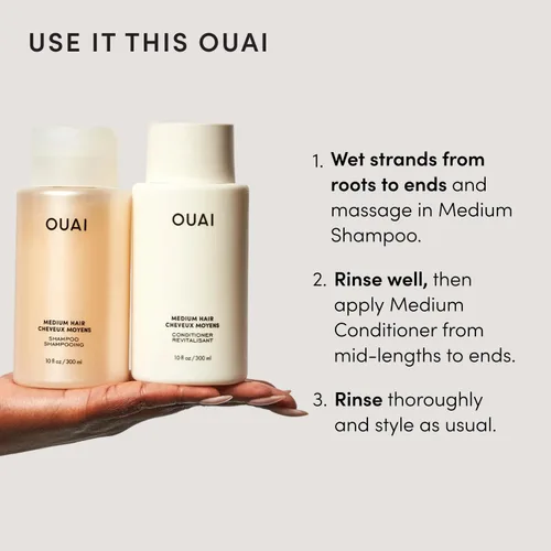 Miniatura 7 de OUAI Juego de champú y acondicionador para cabello normal - Champú y acondicionador sin sulfatos para mujeres y hombres - Elaborado con queratina