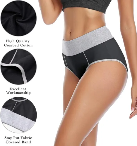 Miniatura 3 de wirarpa Ropa interior de algodón para mujer, de cintura alta, elásticos, suaves, transpirables, paquete de 4
