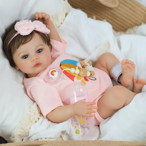 Miniatura 5 de SCOM Muñecas realistas de bebé Reborn – Meadow - Muñecas realistas de 18 pulgadas para niña recién nacida, cuerpo de tela, extremidades de vinilo
