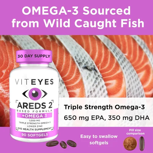 Miniatura 4 de Viteyes AREDS 2 + Omega-3 - Cápsulas blandas de fórmula de salud macular, triple fuerza omega-3 (650 mg de EPA, 350 mg de DHA), vitamina de salud