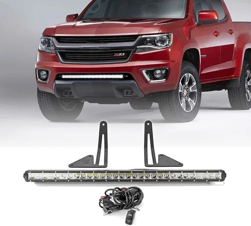 Barra de luz LED de 32 pulgadas y 150W, soporte de montaje en parachoques oculto compatible con Chevrolet Colorado y GMC Canyon 4WD/2WD 2015-2022