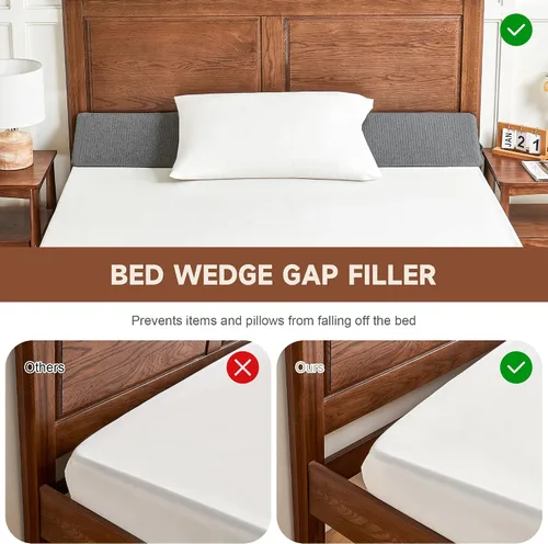 Miniatura 5 de IFNOW Almohada de cuña de cama de tamaño individual (40 x 6 x 10 pulgadas) para cabecero, relleno de espacio de colchón (0-8 pulgadas), cuña de cama