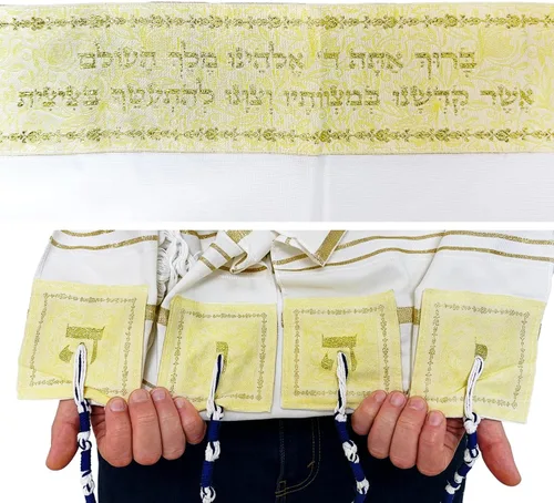 Miniatura 2 de HalleluYAH Mantón de oración Tallit de Israel Nombre del Señor escrito en 4 esquinas XL 72 x 36 pulgadas