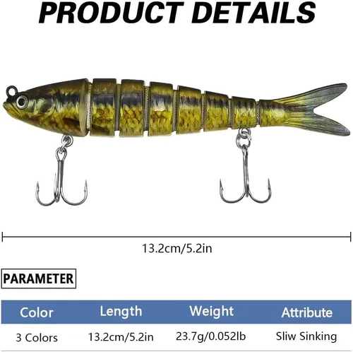 Miniatura 2 de Señuelos de pesca para agua dulce y salada, señuelos de natación realistas para lubina, trucha y lucio, increíbles regalos de pesca para pescadores