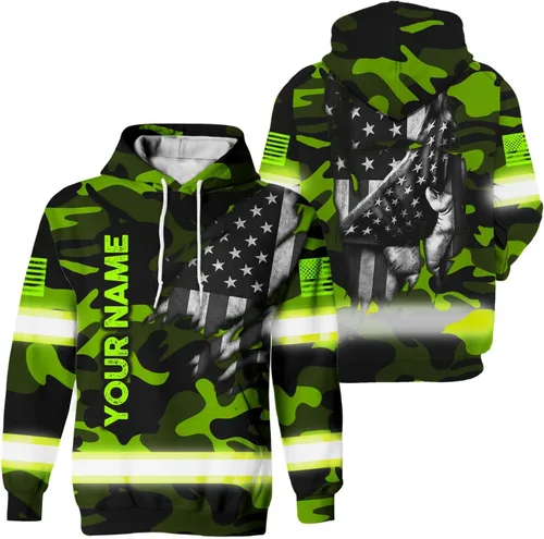 Miniatura 39 de Maddly Colección de ropa de trabajo de alta visibilidad con bandera de EE. UU., personalizada con nombre para trabajadores, corredores, camioneros