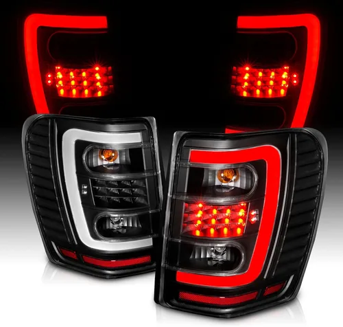 Miniatura 11 de AmeriLite Luces traseras LED rojas/transparentes de repuesto para Jeep Grand Cherokee 1999-2004 - Lado del conductor y del pasajero Rojo