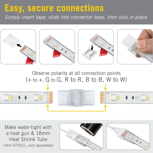 Miniatura 3 de Armacost Lighting Conector de empalme de cinta a cinta RGB+W de 5 pines para luz de cinta IP67 - Paquete de 4