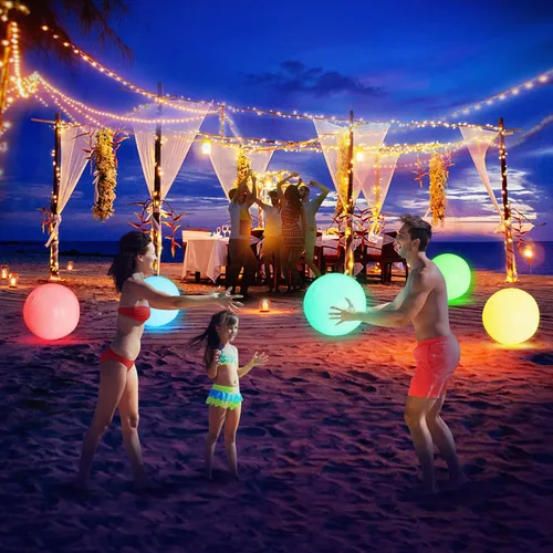 Miniatura 6 de FLAMDYNO Juguetes de piscina - Paquete de 4/8 pelotas de playa que se iluminan para niños con 8 modos de luz, pelotas de juegos de piscina y playa