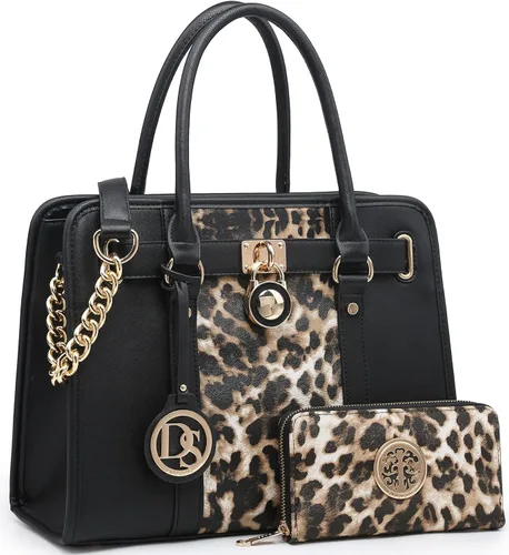 Miniatura 49 de Dasein Bolsos de mano de dos tonos para mujer, bolsos de hombro de cuero vegano, bolsa grande con cartera a juego