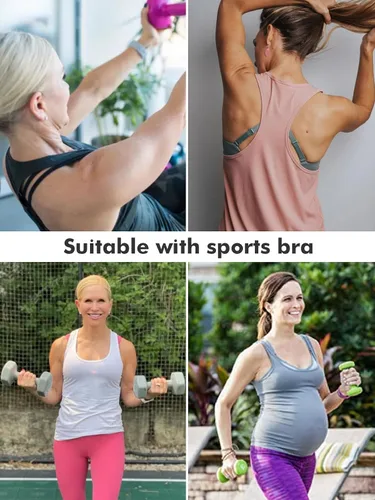 Miniatura 6 de Ecavus 3 camisetas sin mangas de maternidad para mujer, sin costuras, espalda cruzada, entrenamiento, atlética, yoga, camiseta de embarazo