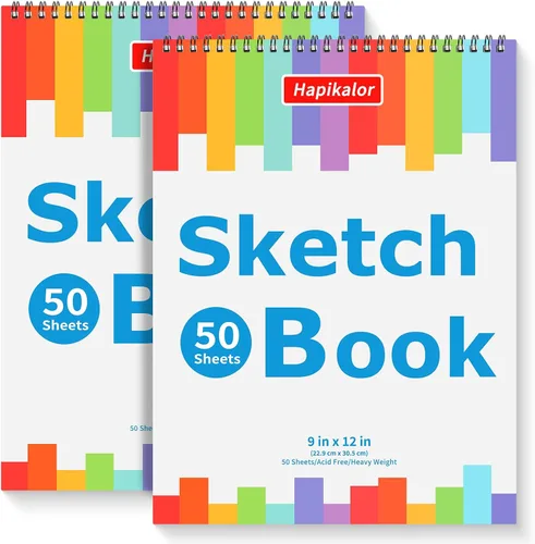 Cuaderno de bocetos de 9 x 12 pulgadas, paquete de 2 blocs de 50 hojas con espiral, cuaderno de bocetos de artista, papel de dibujo libre de ácidos,