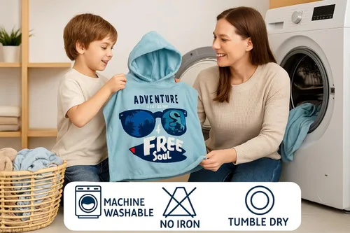 Miniatura 6 de Toalla de poncho de playa con capucha para niños, 100% algodón turco en el interior y microfibra de secado rápido en el exterior - Suave y Dinosaurio