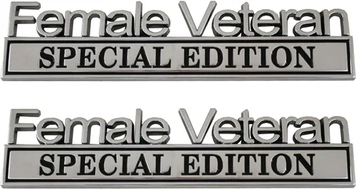 Miniatura 8 de 2 emblemas de automóvil de edición especial para veterana femenina, 3D, para exteriores, camiones, calcomanías para guardabarros (negro/rojo)