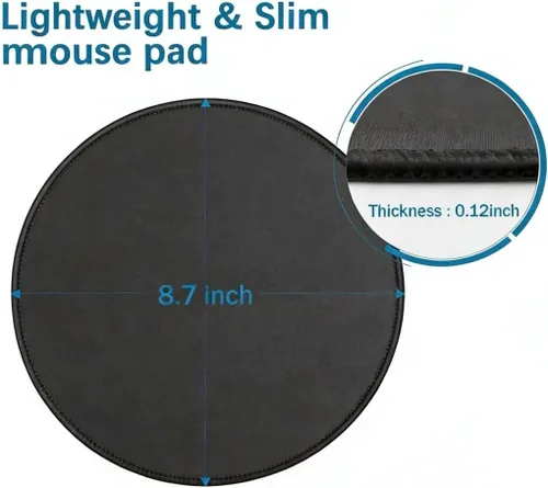 Miniatura 5 de Alfombrilla redonda para mouse con borde cosido, base de goma antideslizante texturizada de alta calidad, alfombrilla para mouse para oficina