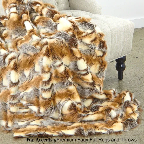 Miniatura 9 de Fur Accents Manta suntuosa de piel sintética de lujo, calidad de diseñador fabricada en Estados Unidos, Winter Fox