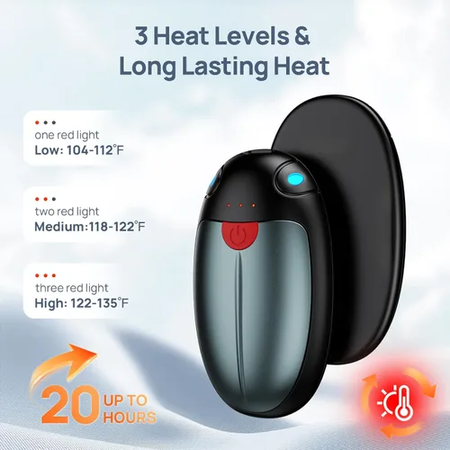Miniatura 3 de HAWANA - Calentadores de manos recargables, 2 paquetes de calentadores de manos portátiles de bolsillo, calentadores eléctricos de doble calor de 20