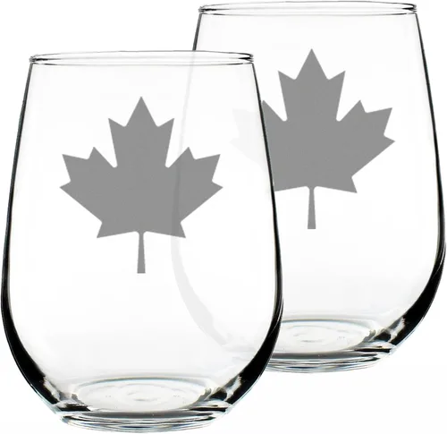 Miniatura 6 de Bevvee Copa de vino sin tallo de hoja de arce de Canadá, regalos y decoración de la bandera canadiense para mujeres y hombres, vasos grandes de 17