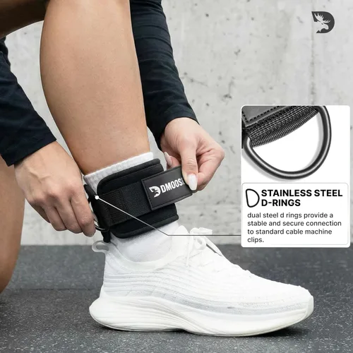 Miniatura 4 de DMoose Fitness Ankle Strap for Cable Machine - One Size Fit with Premium Padding Cuffs, Ankle Bands for Working Out, Booty Workouts, Leg Extension