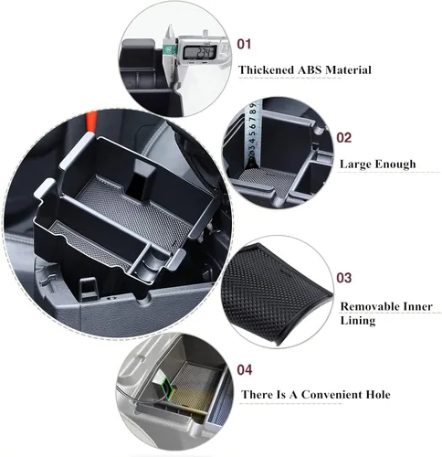 Miniatura 2 de YOCTM Organizador de consola central para Jeep Wrangler JL Gladiator JT 2018 2019 2020 2021 2022 Bandeja Insertar reposabrazos Caja de Organizador