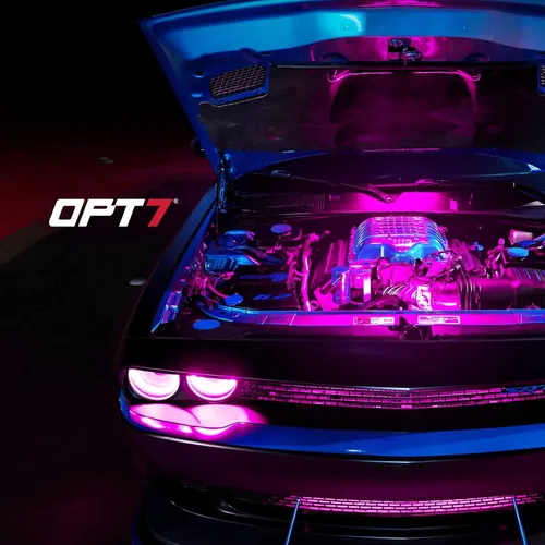 Miniatura 9 de OPT7 Aura Engine Bay - Kit de luz LED RGB con control remoto, 4 tiras de luz impermeables de 12 pulgadas para debajo del capó, modo multicolor