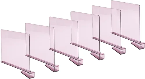 Miniatura 8 de Sooyee Paquete de 8 separadores de estantes acrílicos negros, perfectos para armarios, cocina, dormitorio, organización de estanterías para Violeta