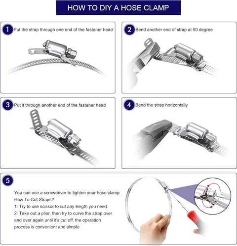 Miniatura 2 de Ripeng Abrazaderas de manguera de acero inoxidable, kit surtido de abrazaderas de manguera de conducto de engranaje helicoidal grande, abrazaderas
