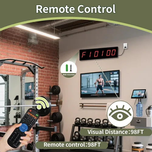 Miniatura 6 de Reloj digital con temporizador de gimnasio con botón de inicio/parada inalámbrico, reloj de entrenamiento con control remoto, reloj de pared