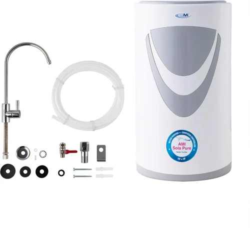 AMI Sola Purificador de agua UV puro bajo el mostrador, filtro de agua para fregadero con UV y UF