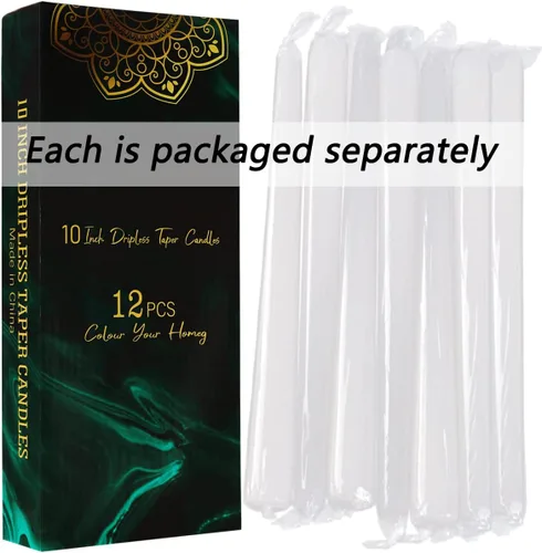 Miniatura 2 de Velas cónicas sin goteo – Velas blancas sin perfume a granel – Palitos de vela de larga duración de 7.5 – 8 horas – para candelabros, mesa