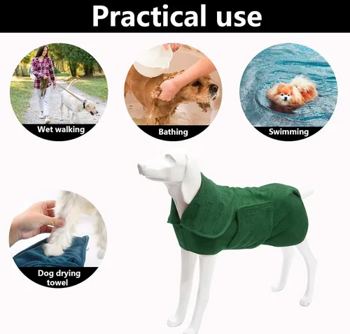 Miniatura 4 de Geyecete Abrigo de secado para perros – Toalla de baño para perros – Toalla de baño de microfibra de secado rápido súper absorbente para mascotas