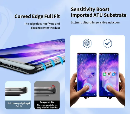 Miniatura 3 de Protector de pantalla frontal flexible para OnePlus 8/8 5G / 8 5G UW 6.55 "1+8 3D Película de hidrogel transparente TPU sensible al tacto Desbloqueo