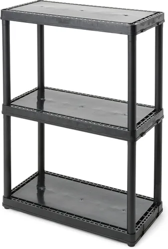 Gracious Living Sistema de organización de almacenamiento de 3 estantes de altura fija, uso ligero, sólido, de 12 x 24 x 33 pulgadas, para hogar,