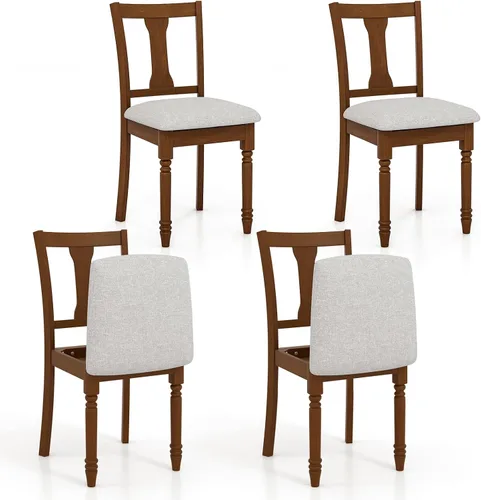 Miniatura 10 de KOTEK Juego de 2 sillas de comedor tapizadas, sillas de cocina de granja con patas de madera maciza, compartimento de almacenamiento oculto